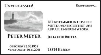 Traueranzeige von Peter Meyer  von Magdeburger Volksstimme