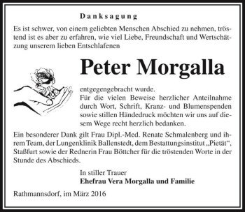 Traueranzeige von Peter Morgalla  von Magdeburger Volksstimme