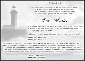 Traueranzeige von Peter Müller  von Magdeburger Volksstimme