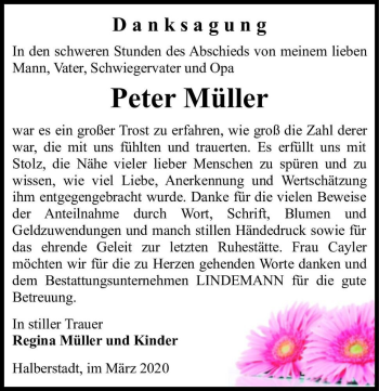 Traueranzeige von Peter Müller  von Magdeburger Volksstimme