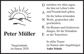 Traueranzeige von Peter Müller  von Magdeburger Volksstimme