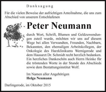 Traueranzeige von Peter Neumann  von Magdeburger Volksstimme