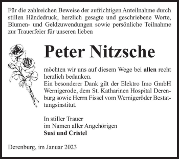 Traueranzeige von Peter Nitzsche  von Magdeburger Volksstimme