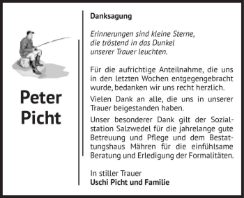 Traueranzeige von Peter Picht  von Magdeburger Volksstimme