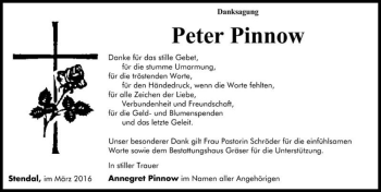 Traueranzeige von Peter Pinnow  von Magdeburger Volksstimme
