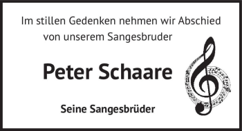 Traueranzeige von Peter Schaare  von Magdeburger Volksstimme