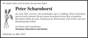 Traueranzeige von Peter Scharnhorst  von Magdeburger Volksstimme