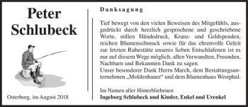 Traueranzeige von Peter Schlubeck  von Magdeburger Volksstimme