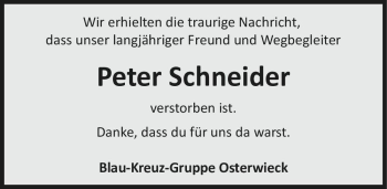Traueranzeige von Peter Schneider  von Magdeburger Volksstimme