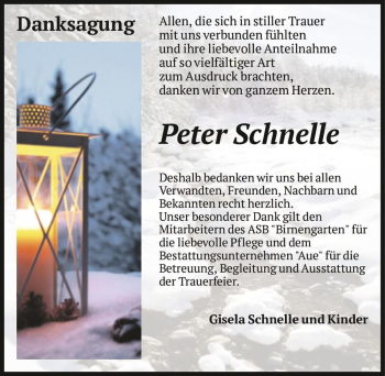 Traueranzeige von Peter Schnelle  von Magdeburger Volksstimme