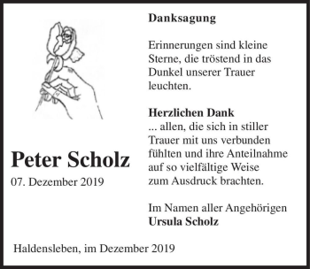 Traueranzeige von Peter Scholz  von Magdeburger Volksstimme