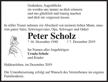 Traueranzeige von Peter Scholz  von Magdeburger Volksstimme