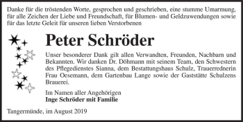 Traueranzeige von Peter Schröder  von Magdeburger Volksstimme