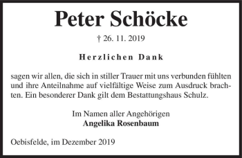 Traueranzeige von Peter Schöcke  von Magdeburger Volksstimme