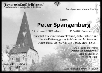 Traueranzeige von Peter Spangenberg  von Magdeburger Volksstimme