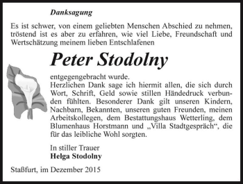 Traueranzeige von Peter Stodolny  von Magdeburger Volksstimme