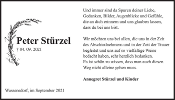 Traueranzeige von Peter Stürzel  von Magdeburger Volksstimme