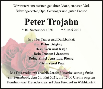 Traueranzeige von Peter Trojahn  von Magdeburger Volksstimme