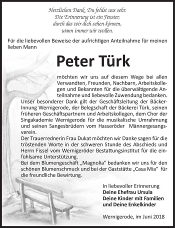Traueranzeige von Peter Türk  von Magdeburger Volksstimme