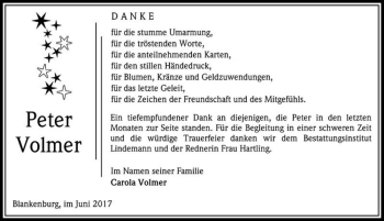 Traueranzeige von Peter Volmer  von Magdeburger Volksstimme