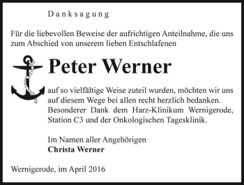 Traueranzeige von Peter Werner  von Magdeburger Volksstimme