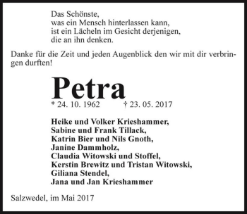 Traueranzeige von Petra  von Magdeburger Volksstimme