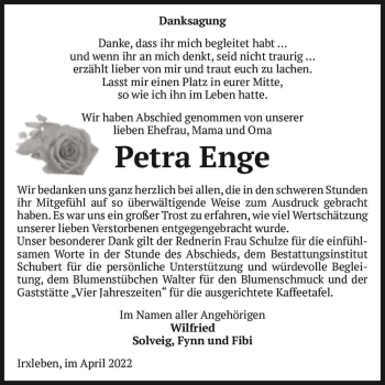 Traueranzeige von Petra Enge  von Magdeburger Volksstimme