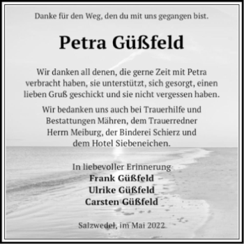 Traueranzeige von Petra Güßfeld  von Magdeburger Volksstimme