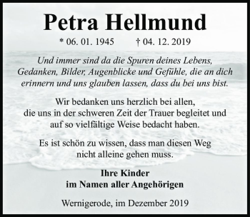 Traueranzeige von Petra Hellmund  von Magdeburger Volksstimme
