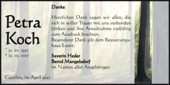 Traueranzeige von Petra Koch  von Magdeburger Volksstimme
