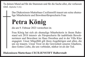 Traueranzeige von Petra König  von Magdeburger Volksstimme