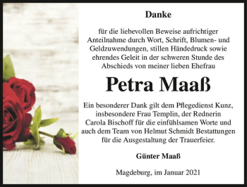 Traueranzeige von Petra Maaß  von Magdeburger Volksstimme