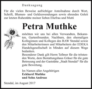 Traueranzeige von Petra Muthke  von Magdeburger Volksstimme