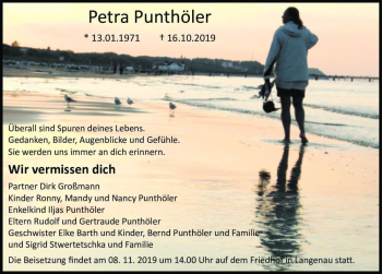 Traueranzeige von Petra Punthöler  von Magdeburger Volksstimme