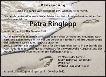 Traueranzeige von Petra Ringlepp  von Magdeburger Volksstimme