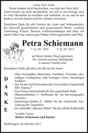 Traueranzeige von Petra Schiemann  von Magdeburger Volksstimme