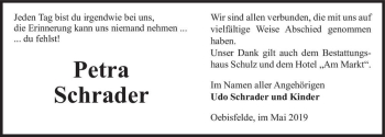Traueranzeige von Petra Schrader  von Magdeburger Volksstimme