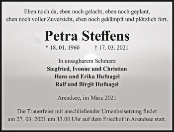 Traueranzeige von Petra Steffens  von Magdeburger Volksstimme