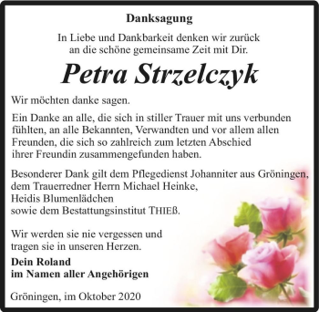 Traueranzeige von Petra Strzelczyk  von Magdeburger Volksstimme