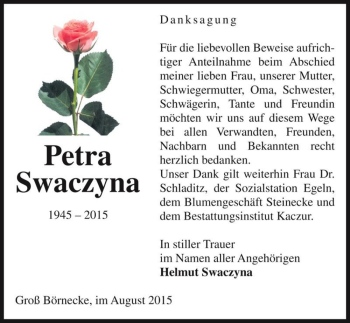 Traueranzeige von Petra Swaczyna  von Magdeburger Volksstimme