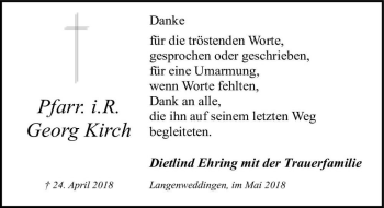 Traueranzeige von Pfarr. i.R. Georg Kirch  von Magdeburger Volksstimme