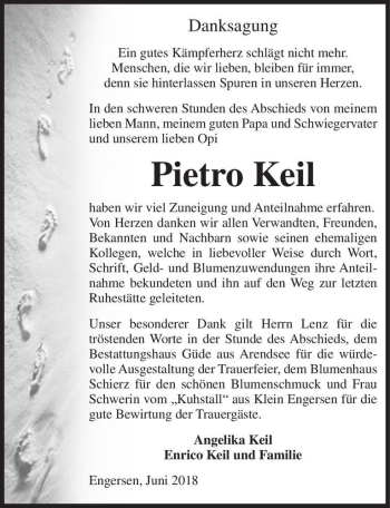 Traueranzeige von Pietro Keil  von Magdeburger Volksstimme