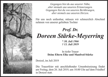 Traueranzeige von Prof. Dr.  Doreen Stärke-Meyerring  von Magdeburger Volksstimme