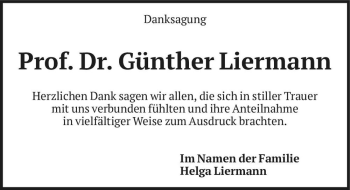 Traueranzeige von Prof. Dr. Günther Liermann  von Magdeburger Volksstimme