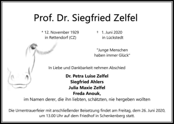 Traueranzeige von Prof. Dr. Siegfried Zelfel  von Magdeburger Volksstimme