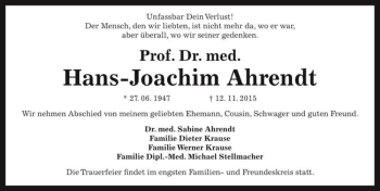 Traueranzeige von Prof. Dr. med. Hans-Joachim Ahrendt  von Magdeburger Volksstimme