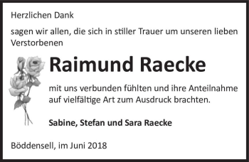 Traueranzeige von Raimund Raecke  von Magdeburger Volksstimme