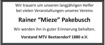 Traueranzeige von Rainer 