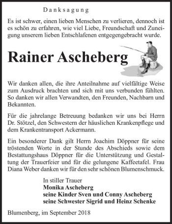 Traueranzeige von Rainer Ascheberg  von Magdeburger Volksstimme