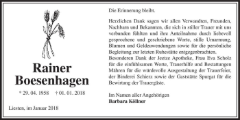 Traueranzeige von Rainer Boesenhagen  von Magdeburger Volksstimme